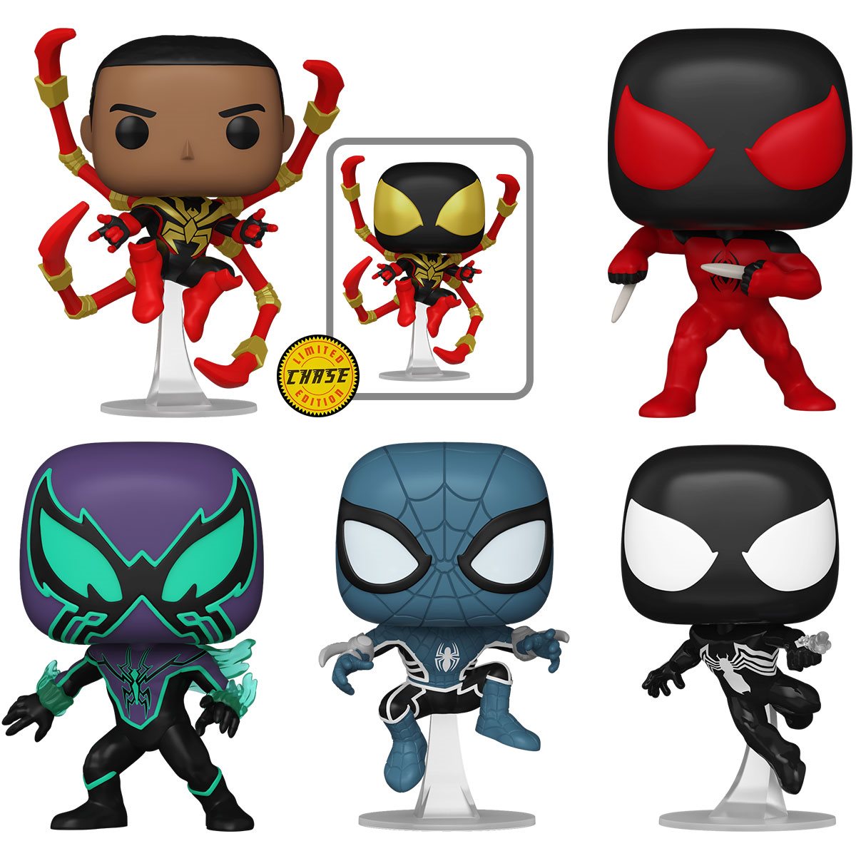 This Spider-Man Funko Pop! Vinyl Figure Case of 6 includes 6x individually packaged Pop! Vinyl Figures