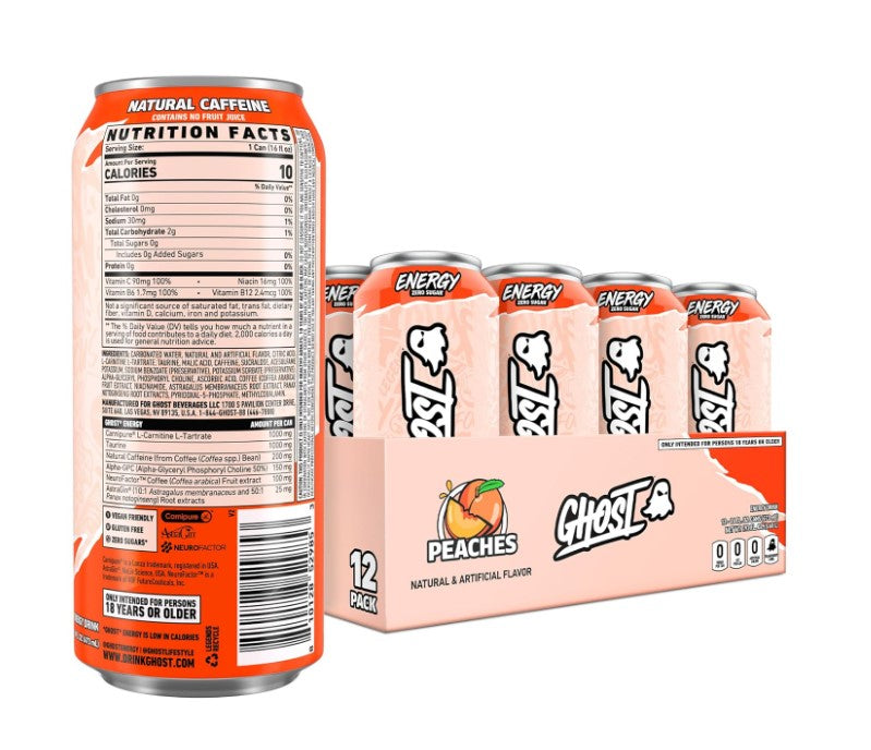 Ghost Energy Peaches 12oz Cans (12 Pack)