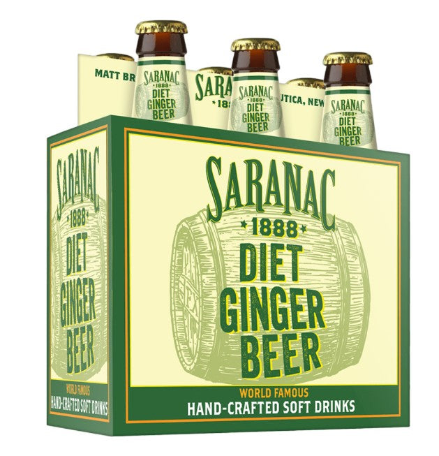 Saranac Diet Ginger Beer Soda 1888 World Famous (6 Pack)